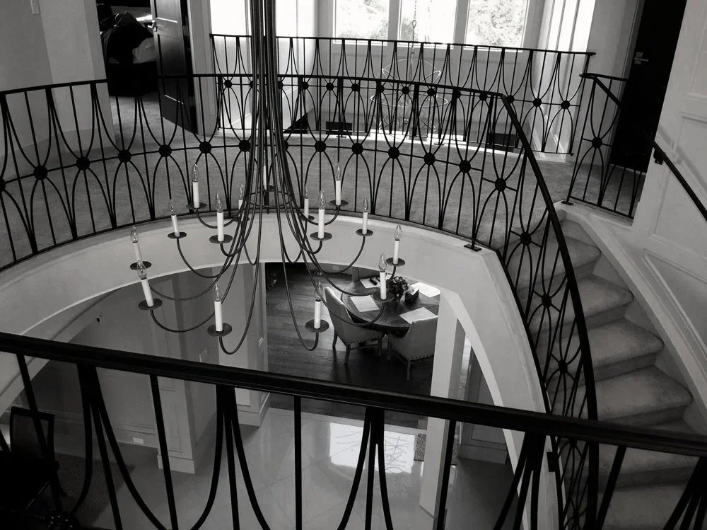 Custom interior metal railing for staircase in Vancouver home by Iron Age Manufacturing 7