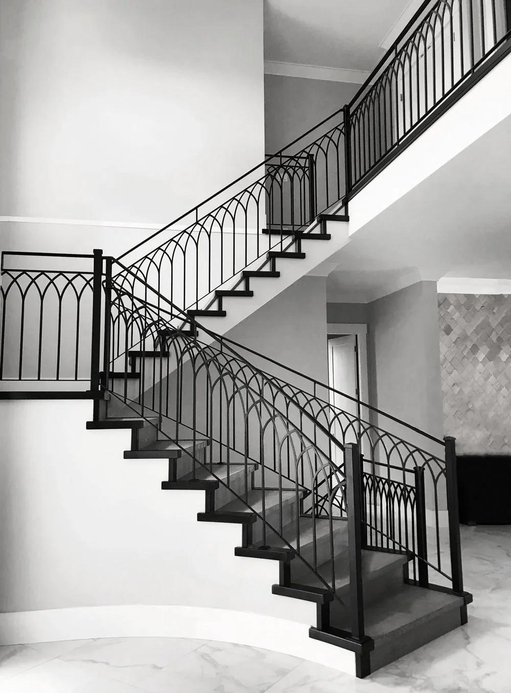 Custom interior metal railing for staircase in Vancouver home by Iron Age Manufacturing 8