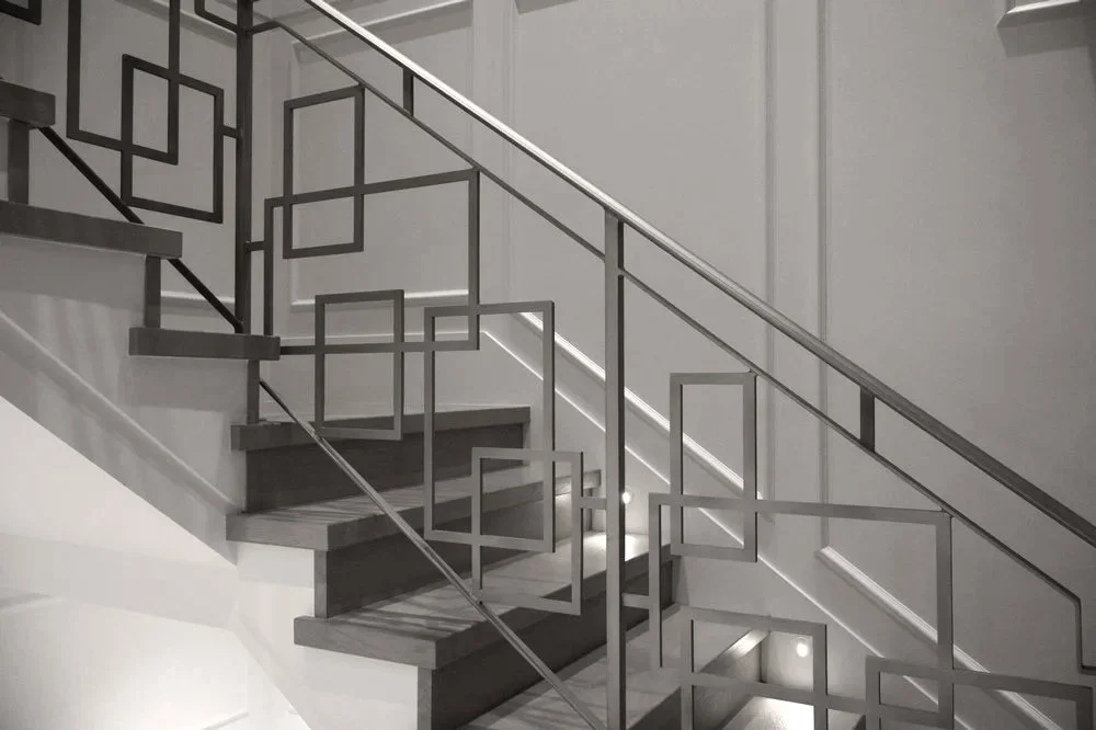 Custom interior metal railing for staircase in Vancouver home by Iron Age Manufacturing 14