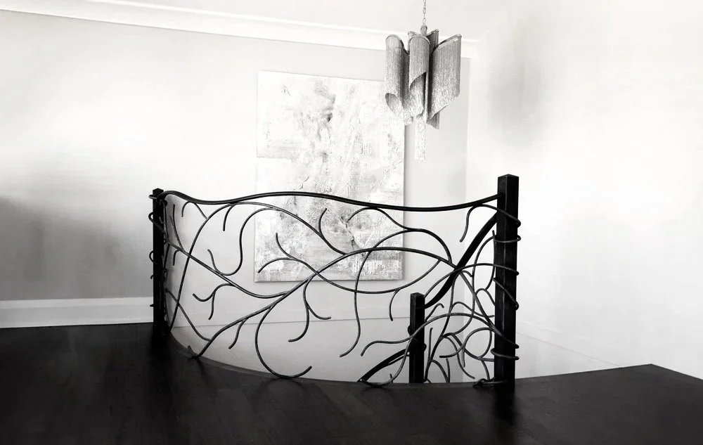 Custom interior metal railing for staircase in Vancouver home by Iron Age Manufacturing 15