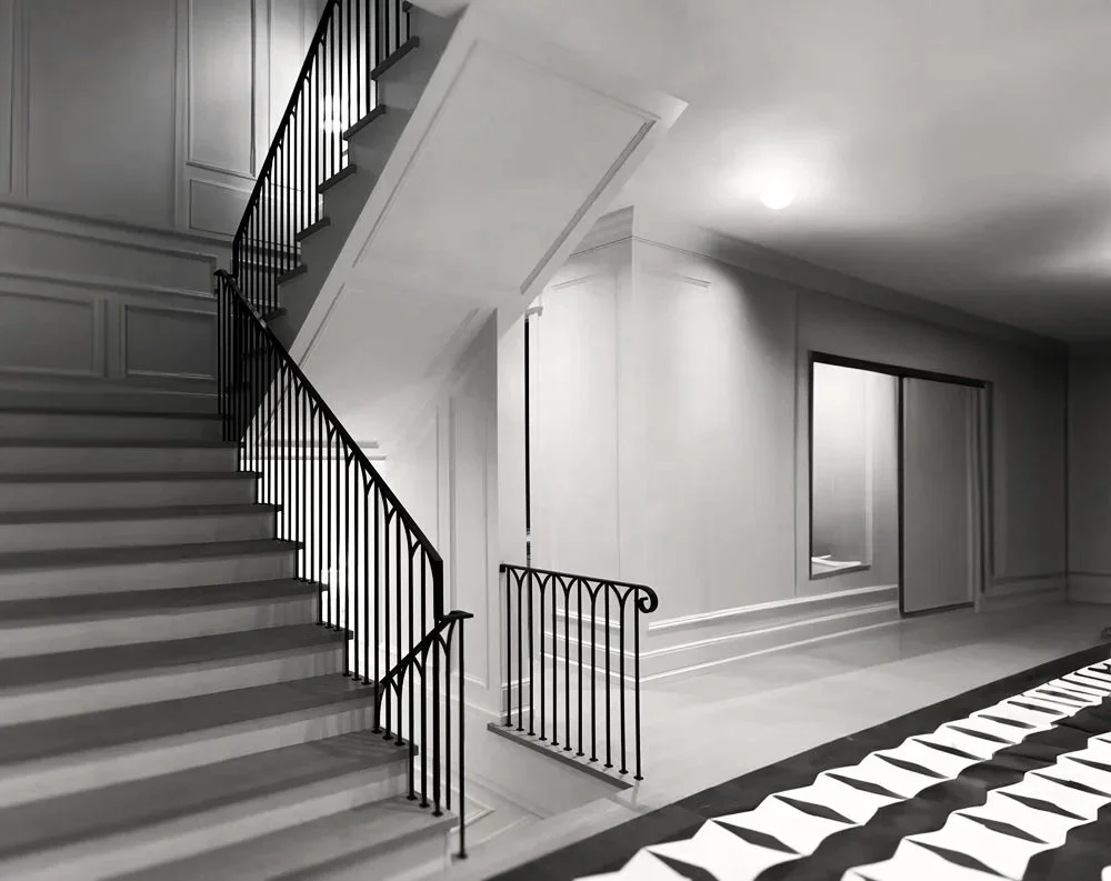 Custom interior metal railing for staircase in Vancouver home by Iron Age Manufacturing 16