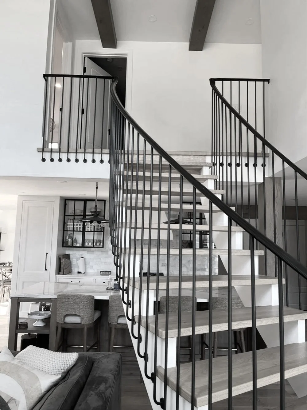 Custom interior metal railing for staircase in Vancouver home by Iron Age Manufacturing 18