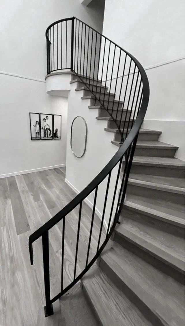 Custom interior metal railing for staircase in Vancouver home by Iron Age Manufacturing 20