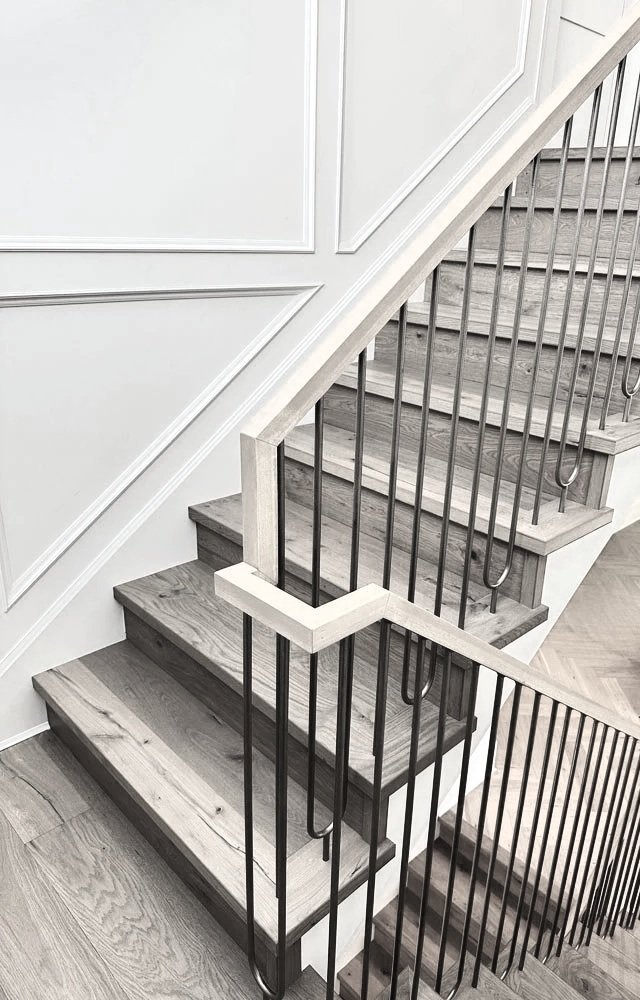 Custom interior metal railing for staircase in Vancouver home by Iron Age Manufacturing 33
