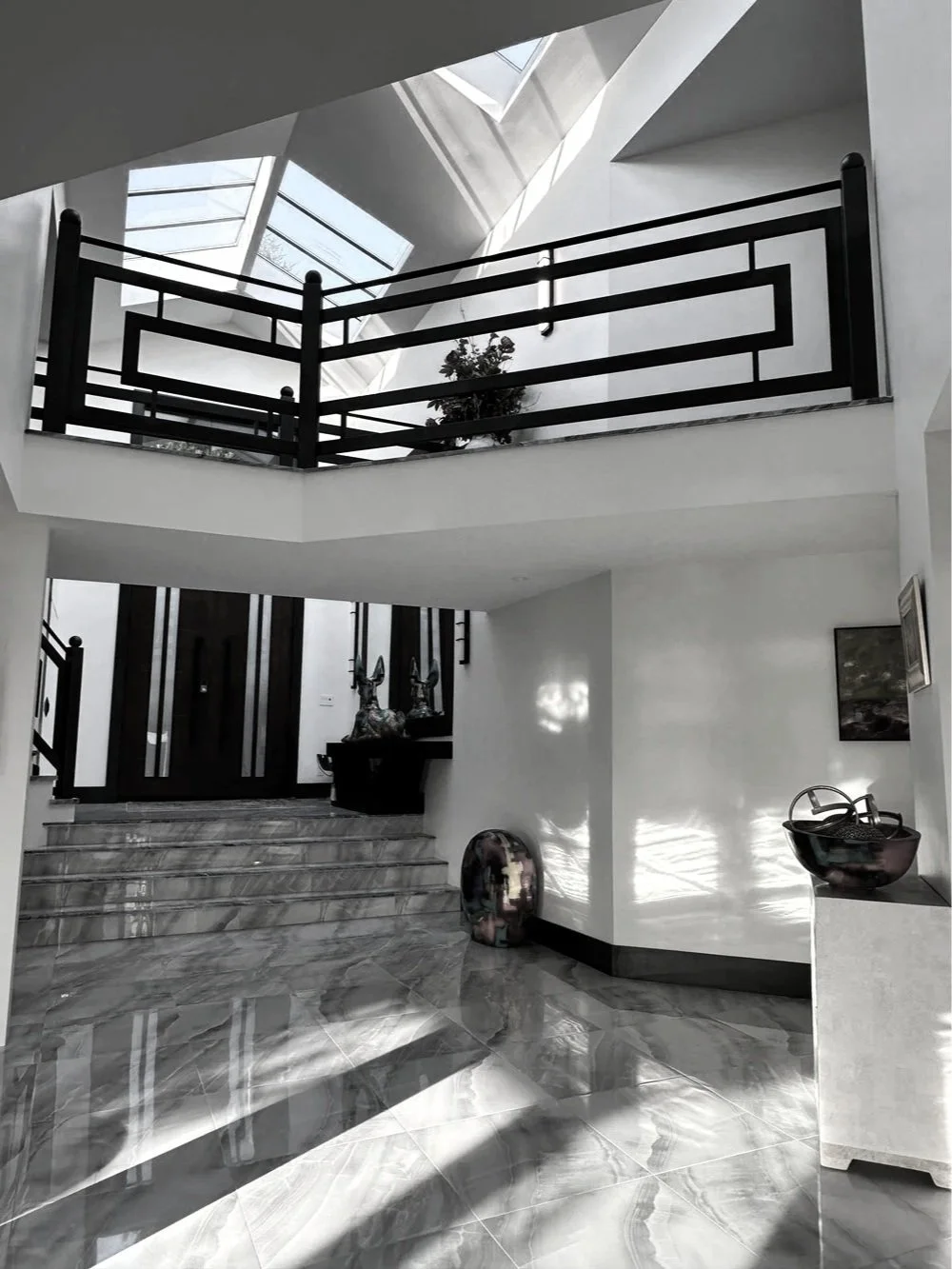 Custom interior metal railing for staircase in Vancouver home by Iron Age Manufacturing 25