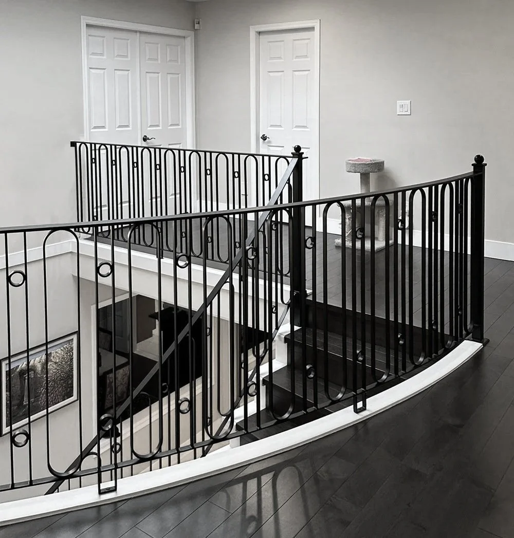 Custom interior metal railing for staircase in Vancouver home by Iron Age Manufacturing 28