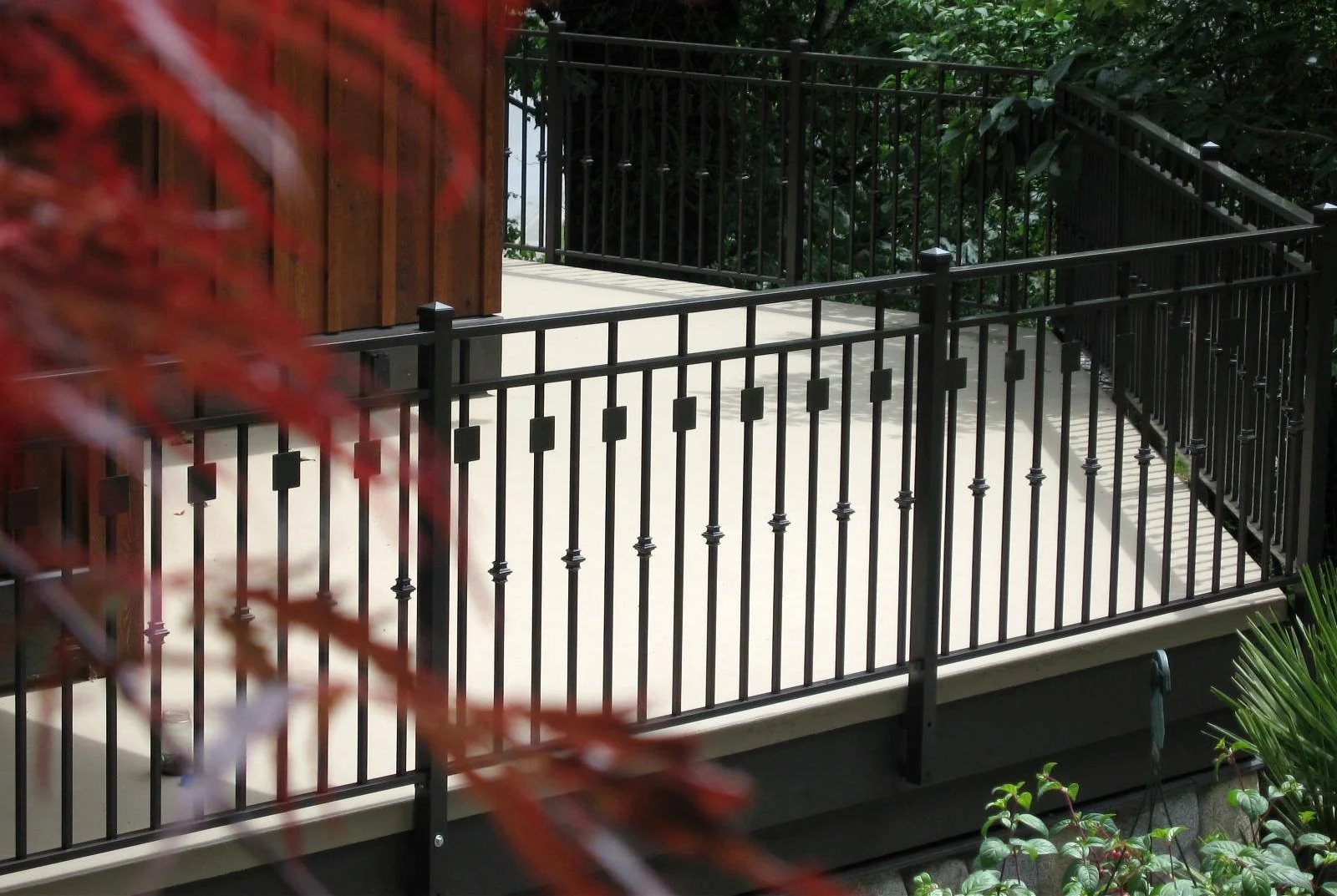 Elevated deck railing custom metal