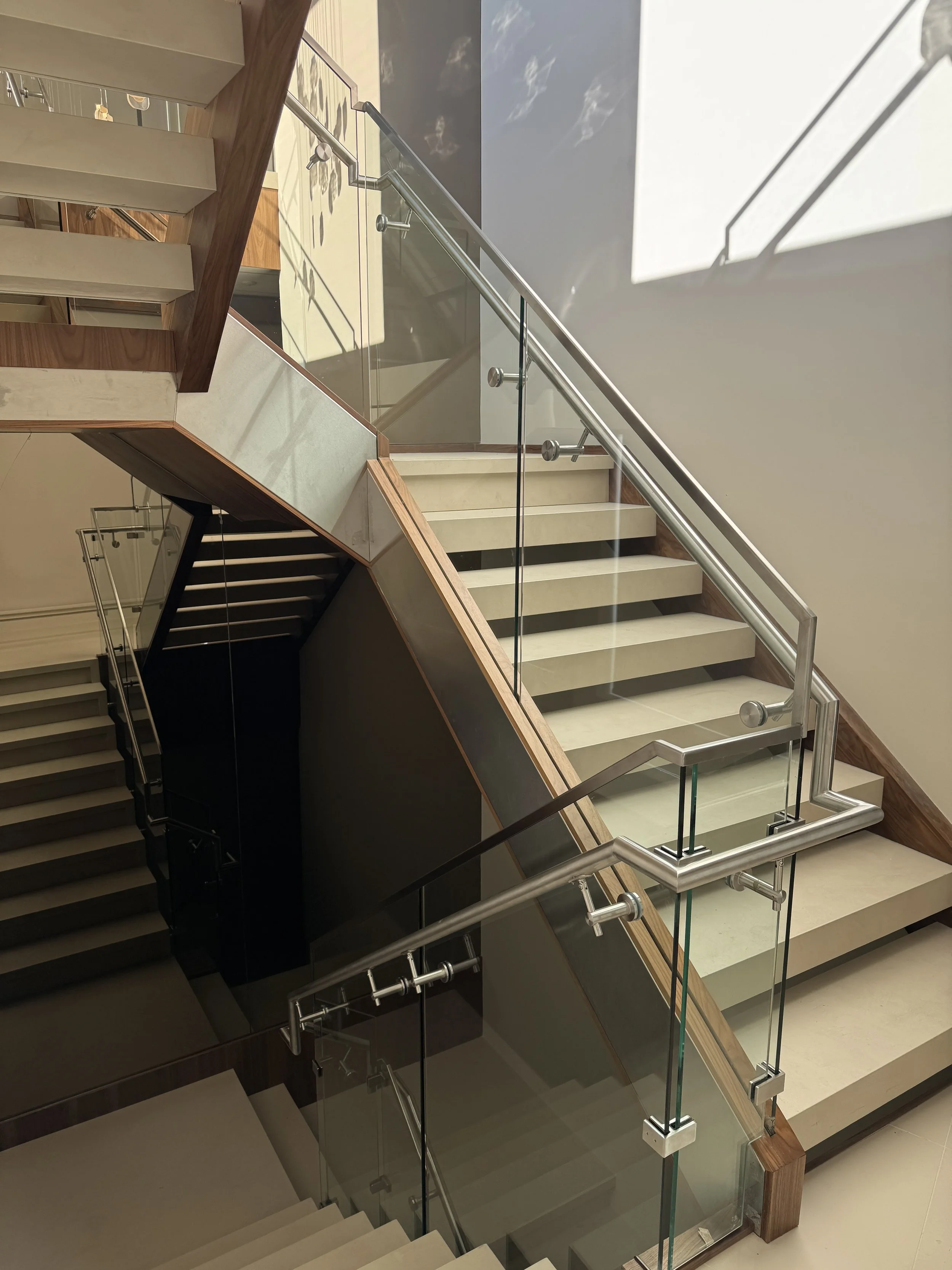 metal and glass railing connection Vancouver