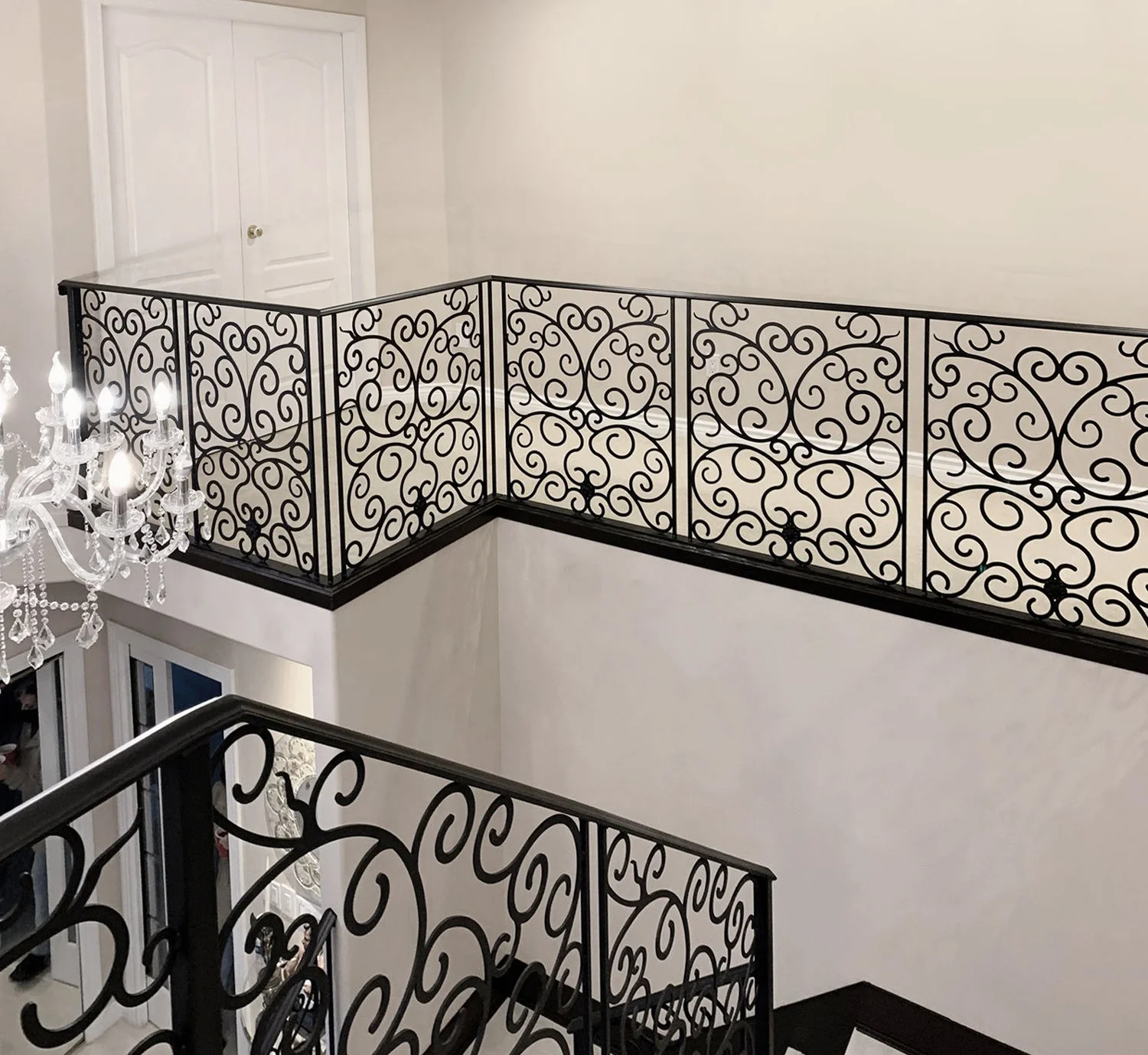 Custom classic metal railing with detailed patterns for staircase Vancouver