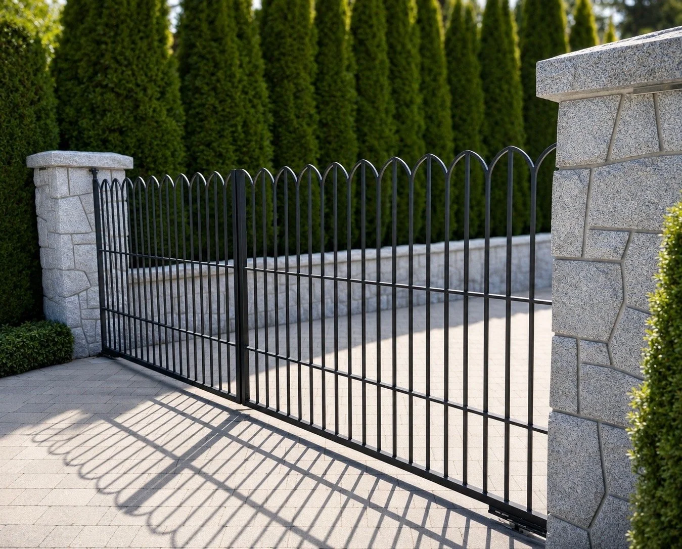 Custom aluminum  steel driveway gate with modern black finish | Iron Age 140