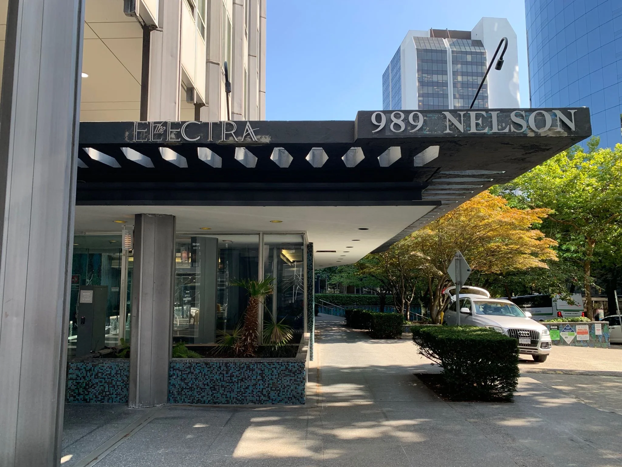 commercial metal canopy vancouver building entrance