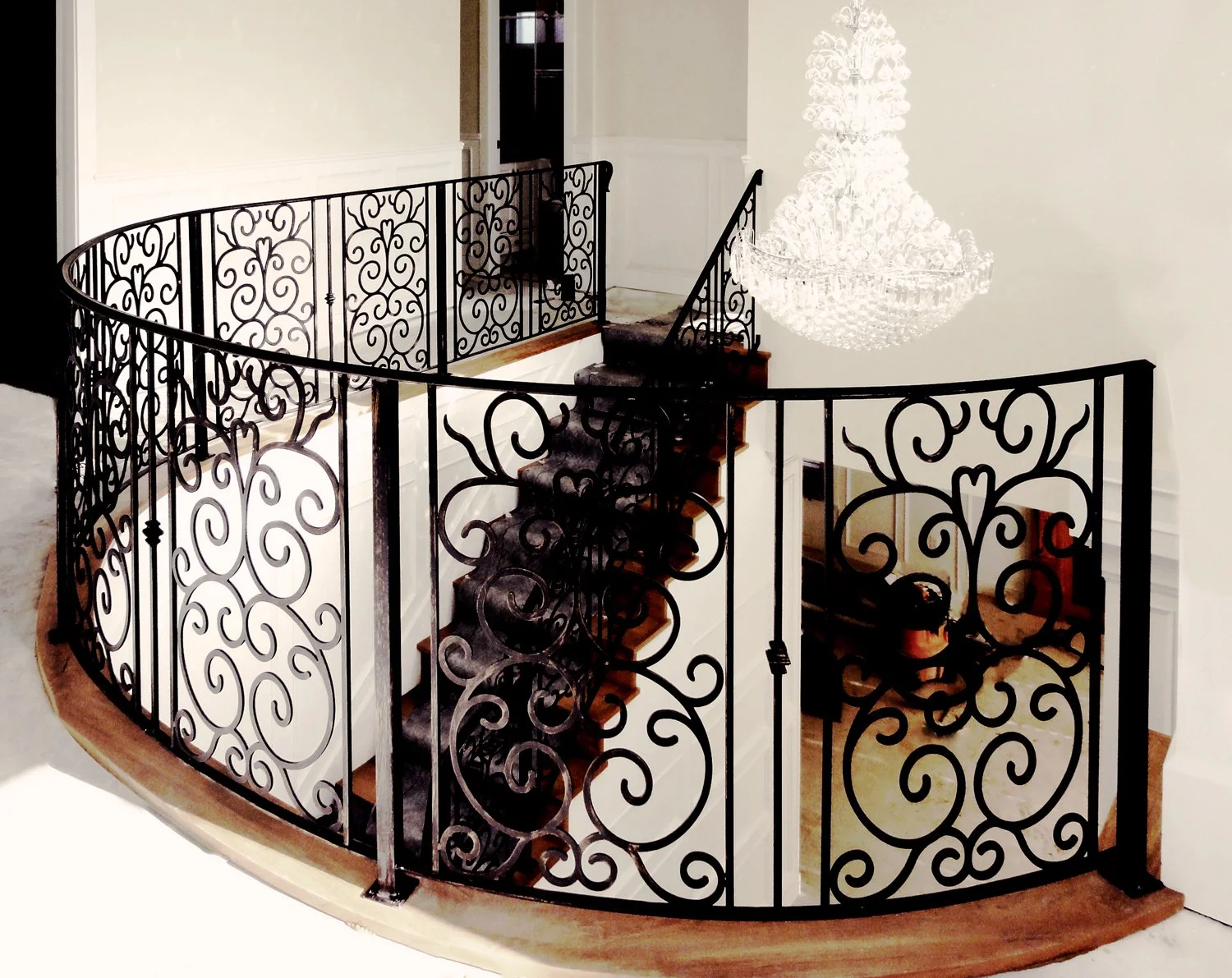 Ornamental wrought iron railing with decorative scroll design Vancouver