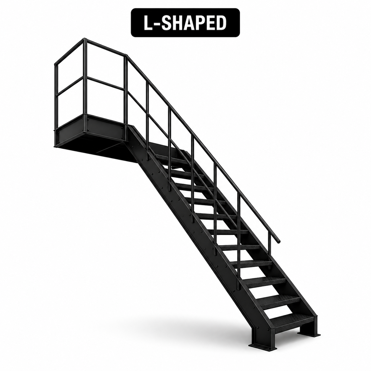 Black L-shaped architectural staircase design