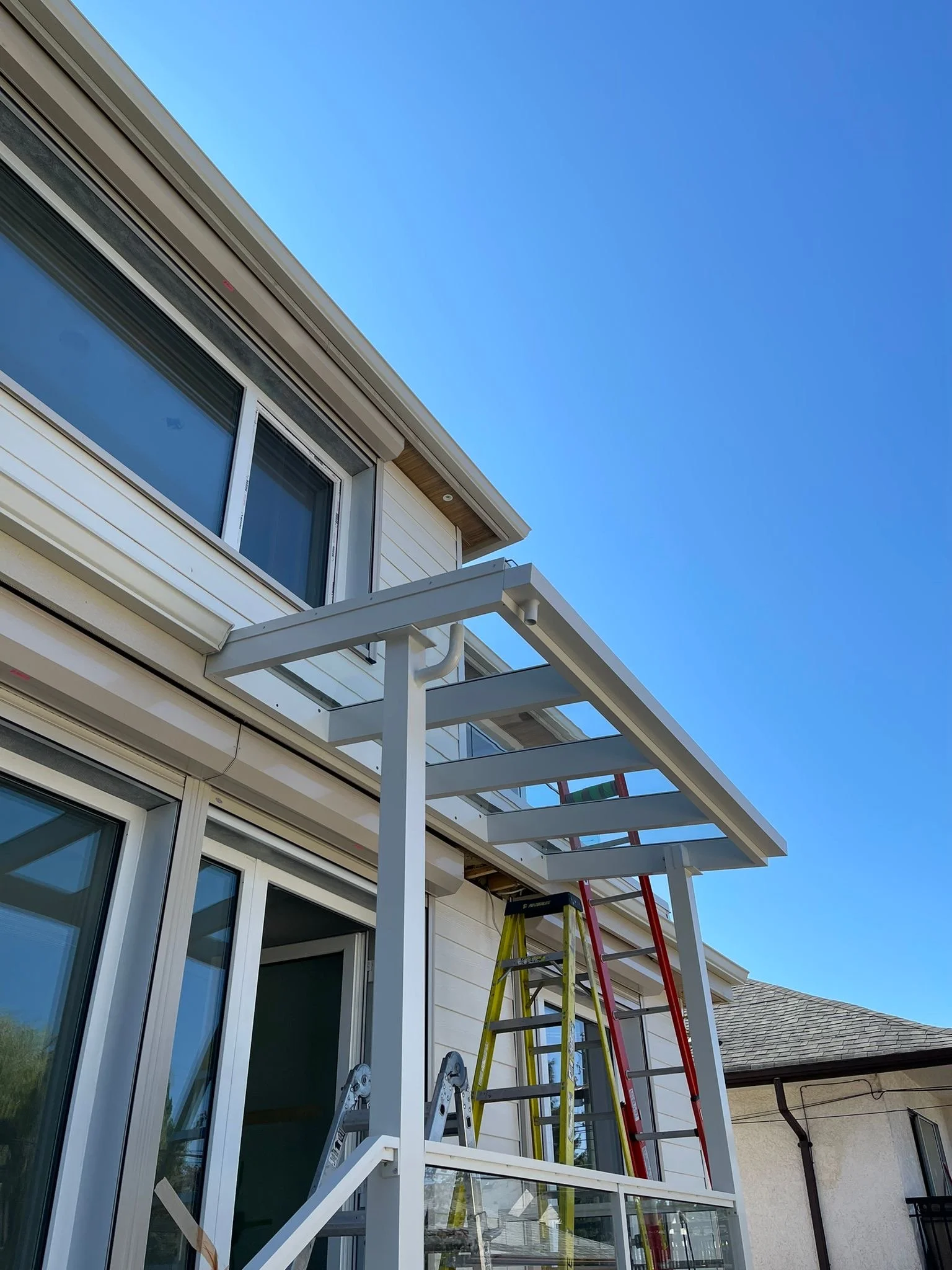 Modern metal canopy Vancouver outdoor entrance