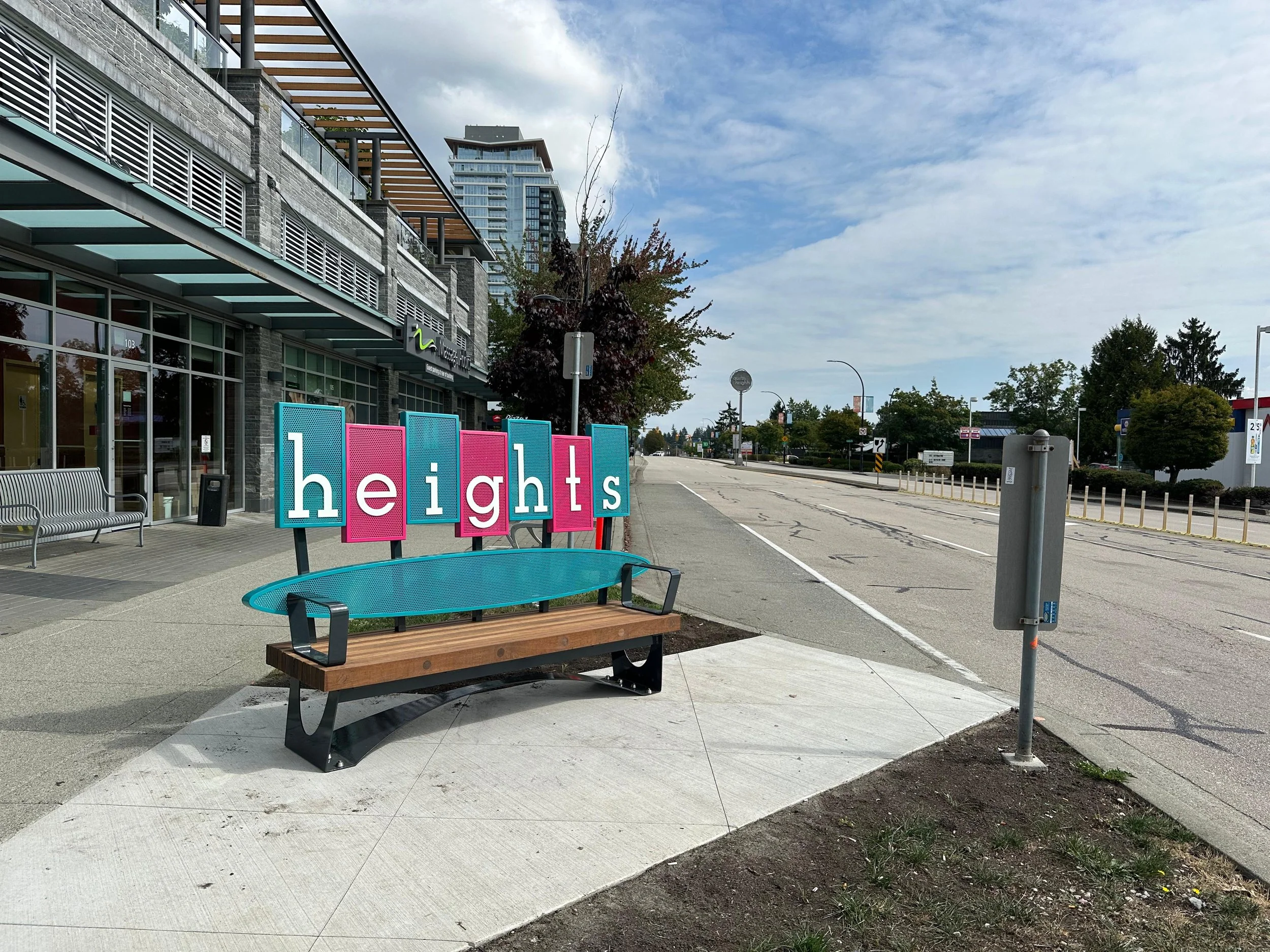 Public seating metal bench urban design Vancouver