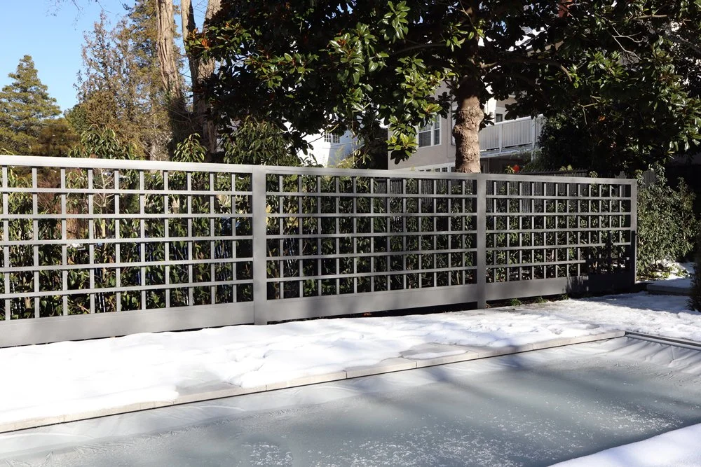 silver powder-coated aluminum fence for residential property 102
