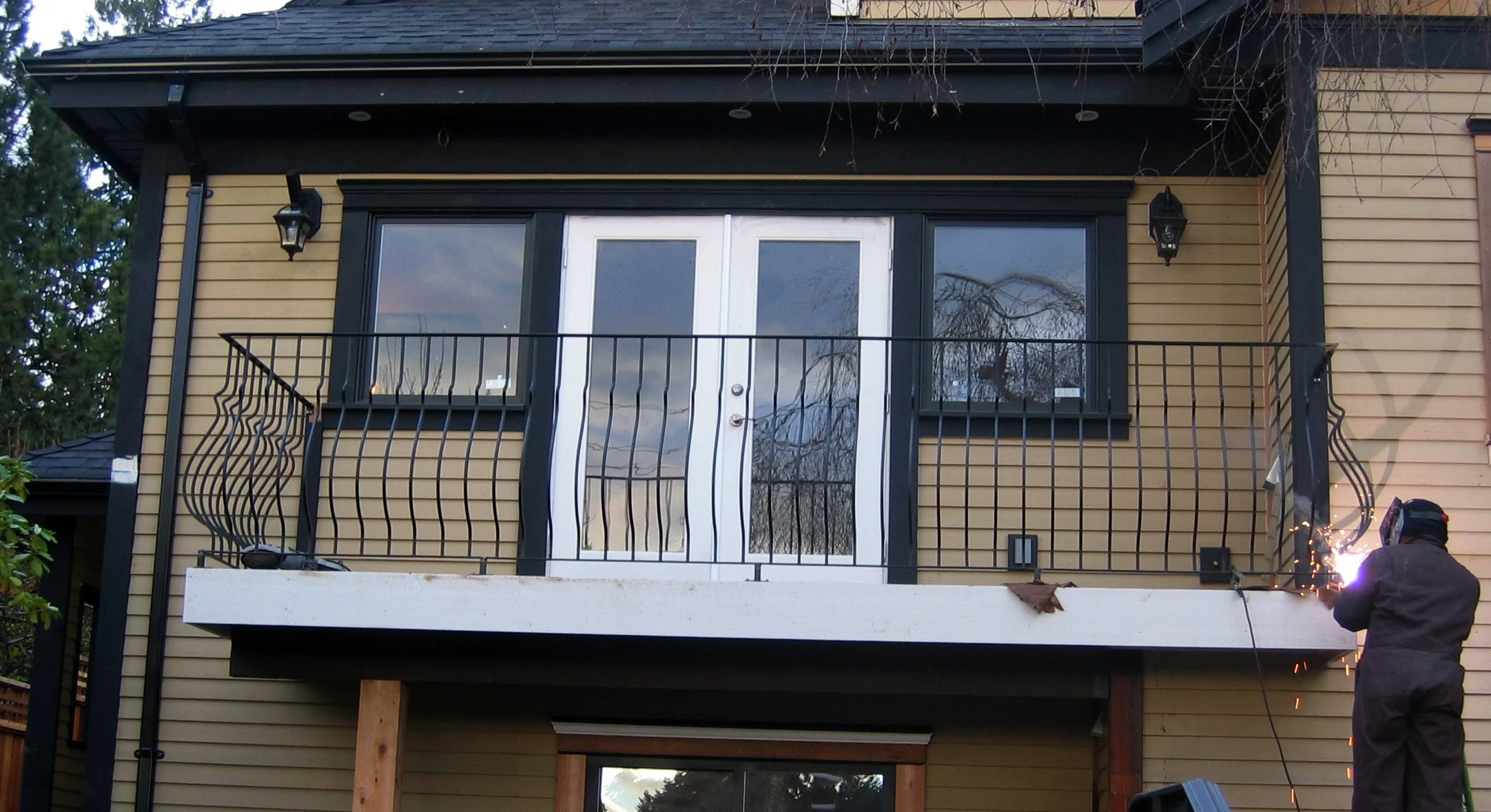 black metal balcony railing Vancouver residential outdoor space view