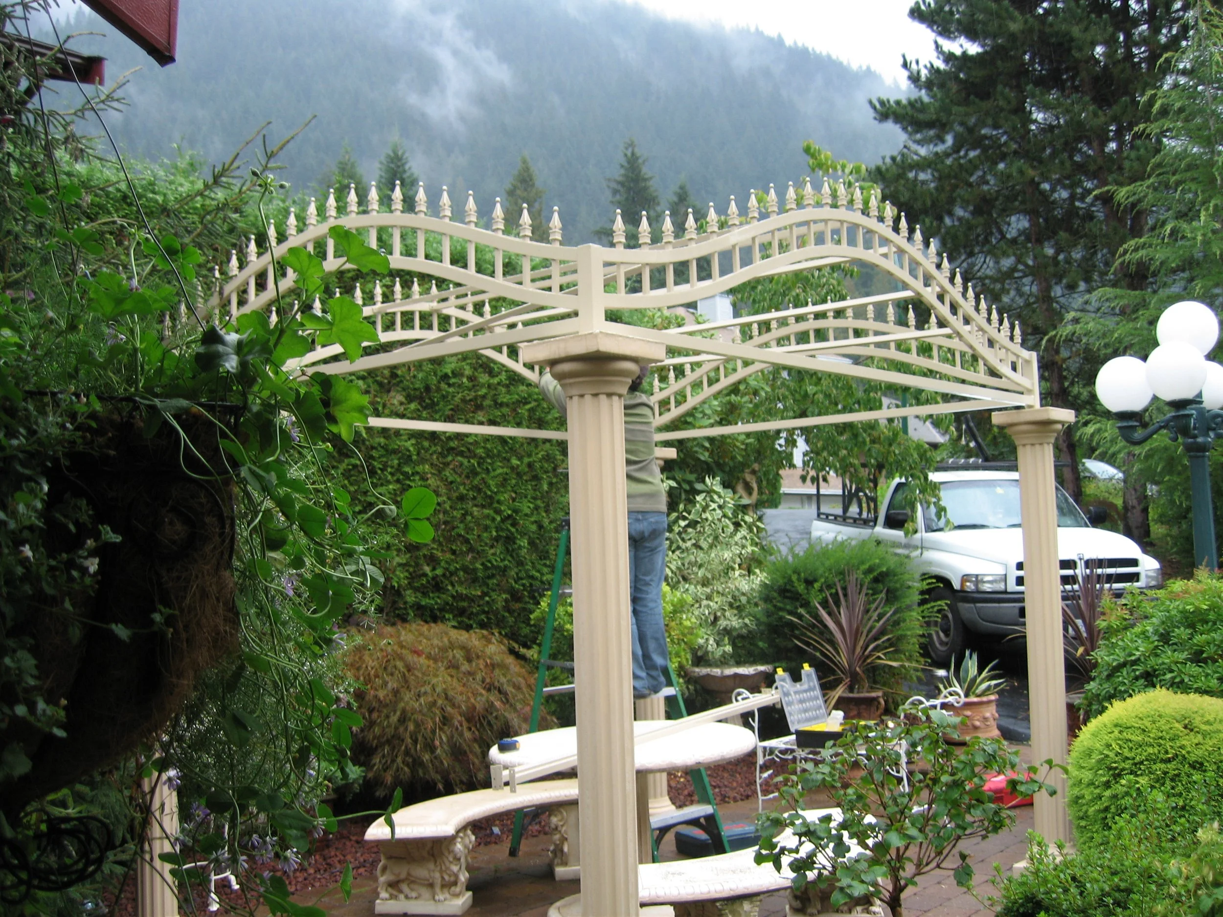 arched metal garden arbour vancouver custom fabrication