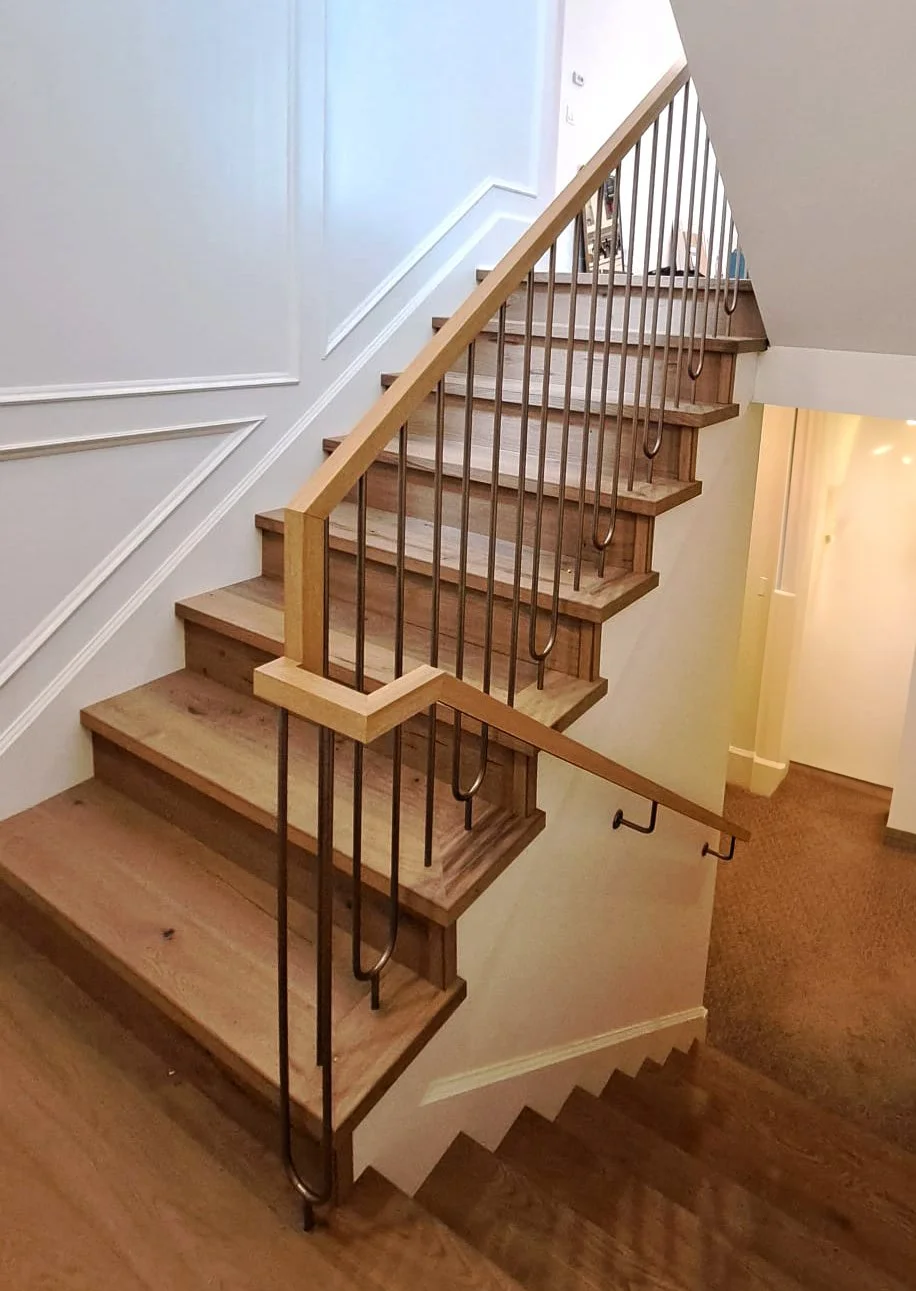 Metal railing with wood stairs combination modern home Vancouver