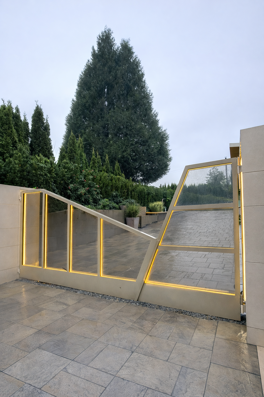 Custom aluminum  steel driveway gate with modern black finish | Iron Age 1058