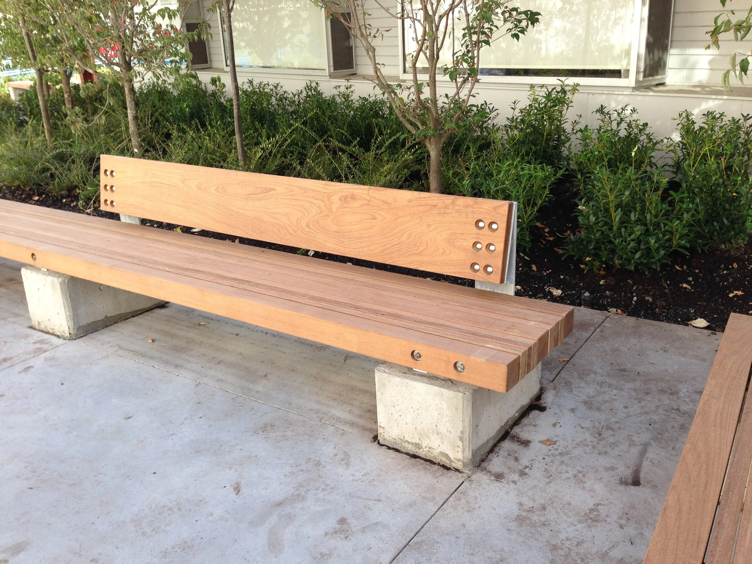 Minimal outdoor seating bench custom fabrication Vancouver