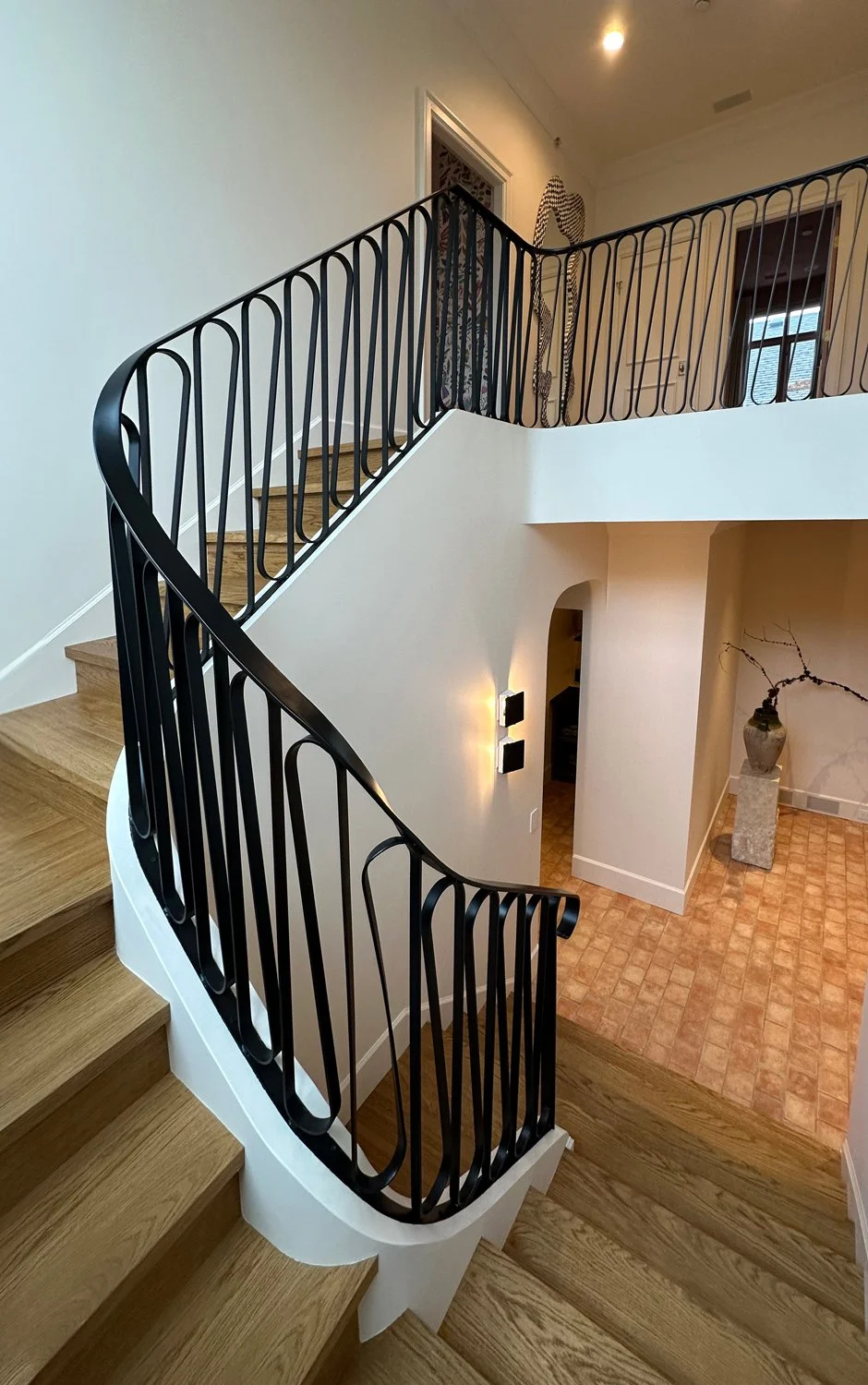 Custom black steel balustrade for residential stairs Vancouver