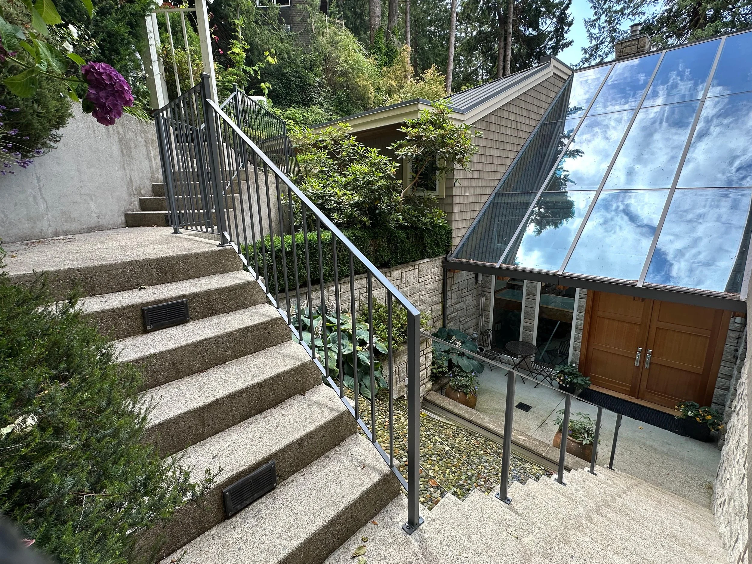 Modern Minimal Metal Railings for Residential Staircases in Vancouver