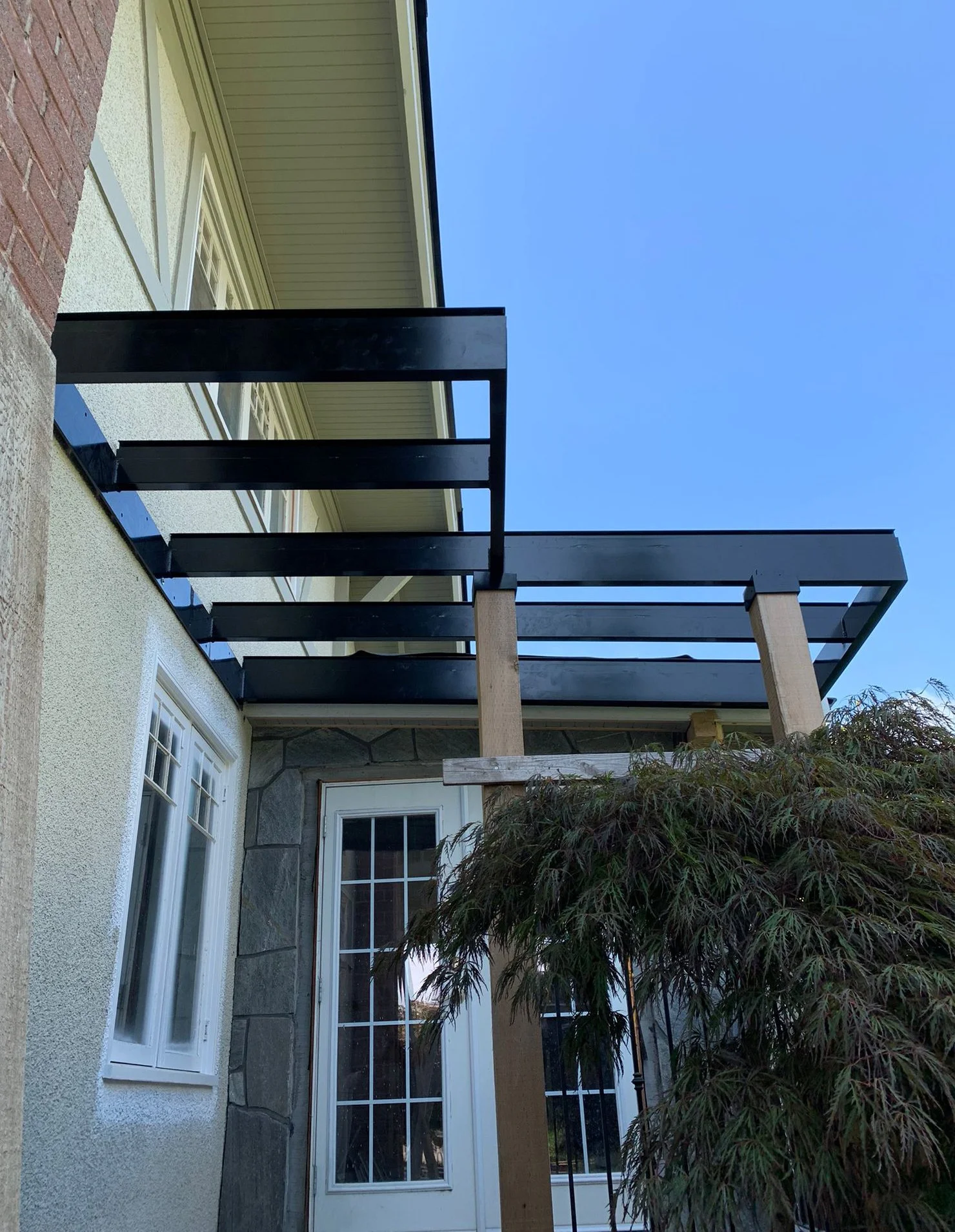 Outdoor entrance canopy steel frame Vancouver