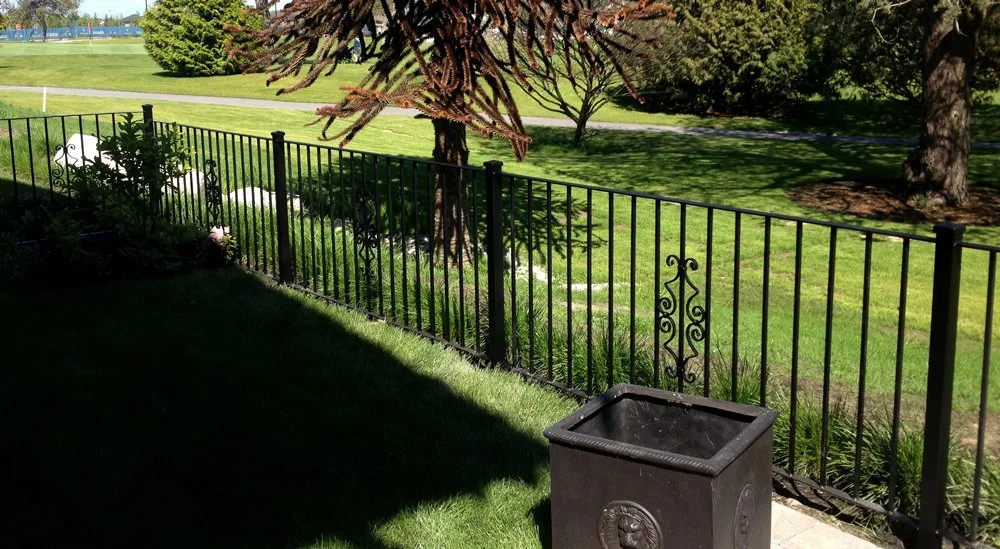 Decorative garden fence with architectural metalwork 155
