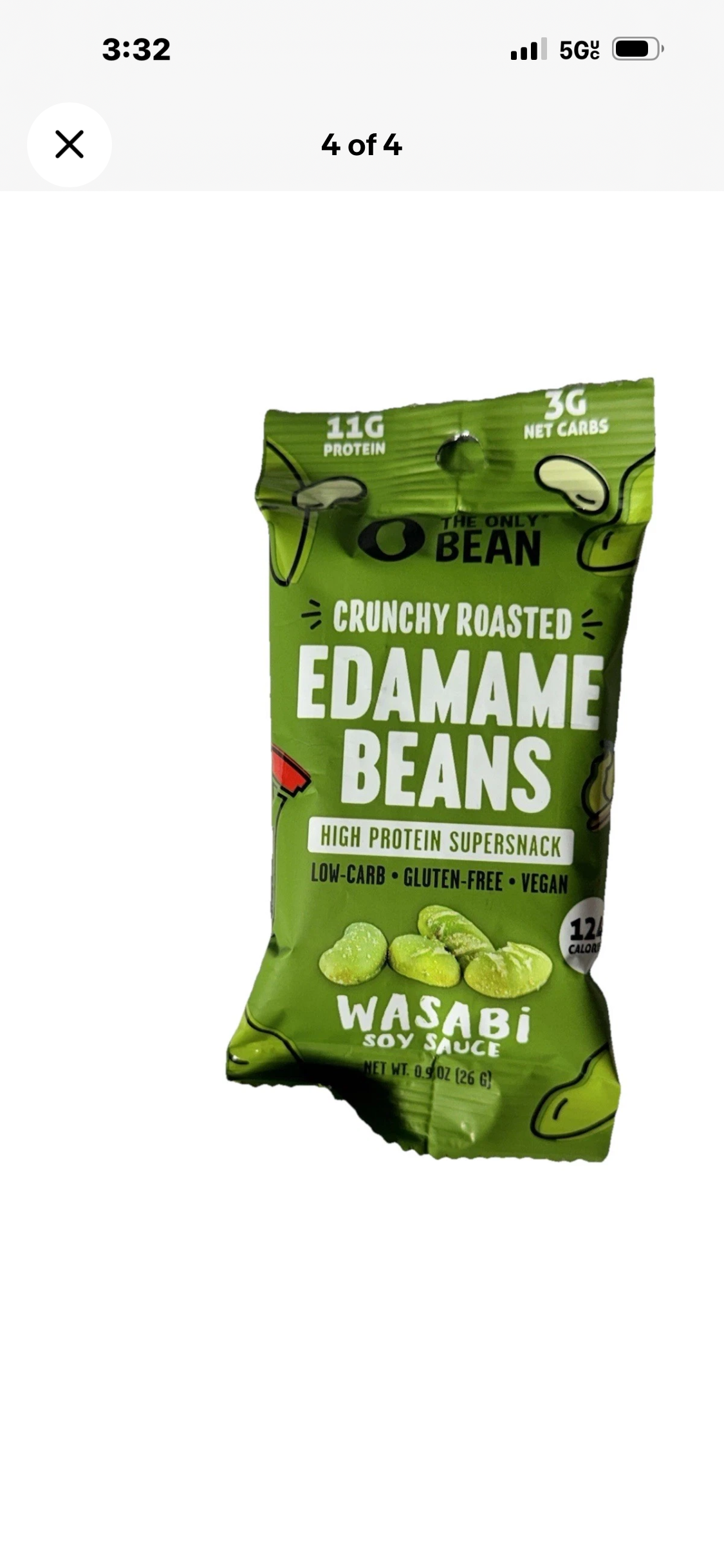 Crunchy Roasted Edamame Beans- Wasabi Soy Sauce 10 pack