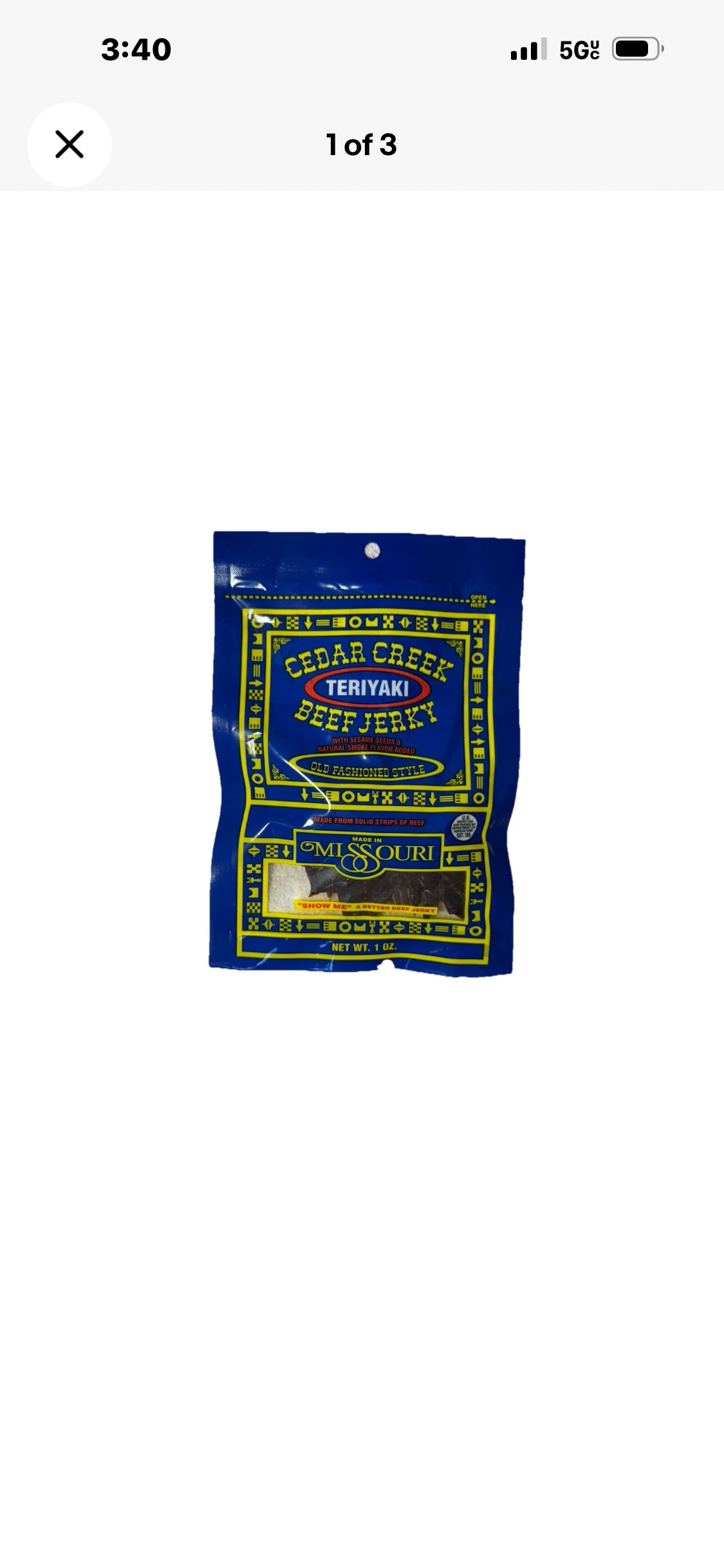 1oz Cedar Creek Beef Jerky- Teriyaki
