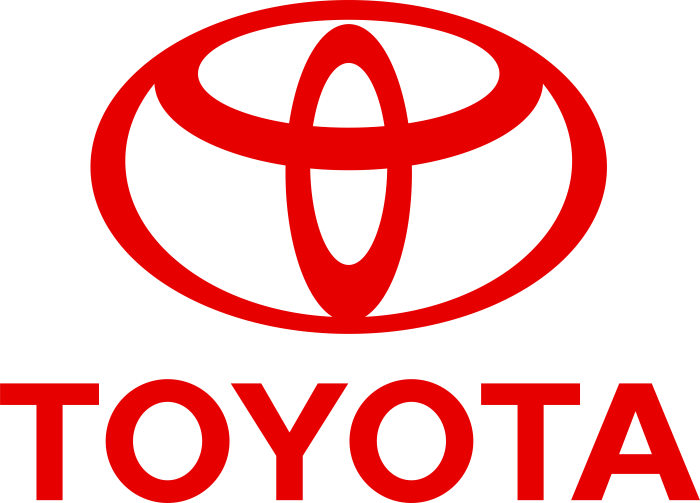 Red Toyota logo with the word "TOYOTA" beneath it.