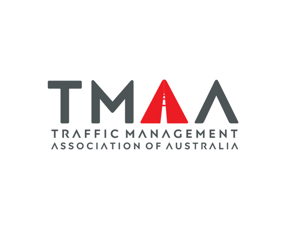 Logo of Traffic Management Association of Australia with a circular maze design and the text "TRAFFIC MANAGEMENT" underneath.