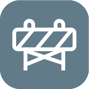 Icon of a construction barricade with diagonal stripes.
