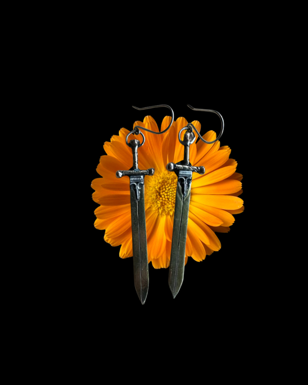 Sword Earrings in Brass