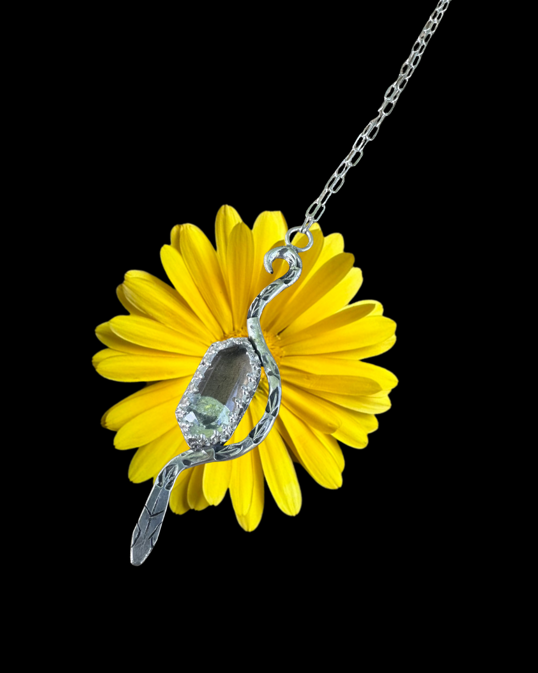 Serpents Slither Quartz Silver Necklace