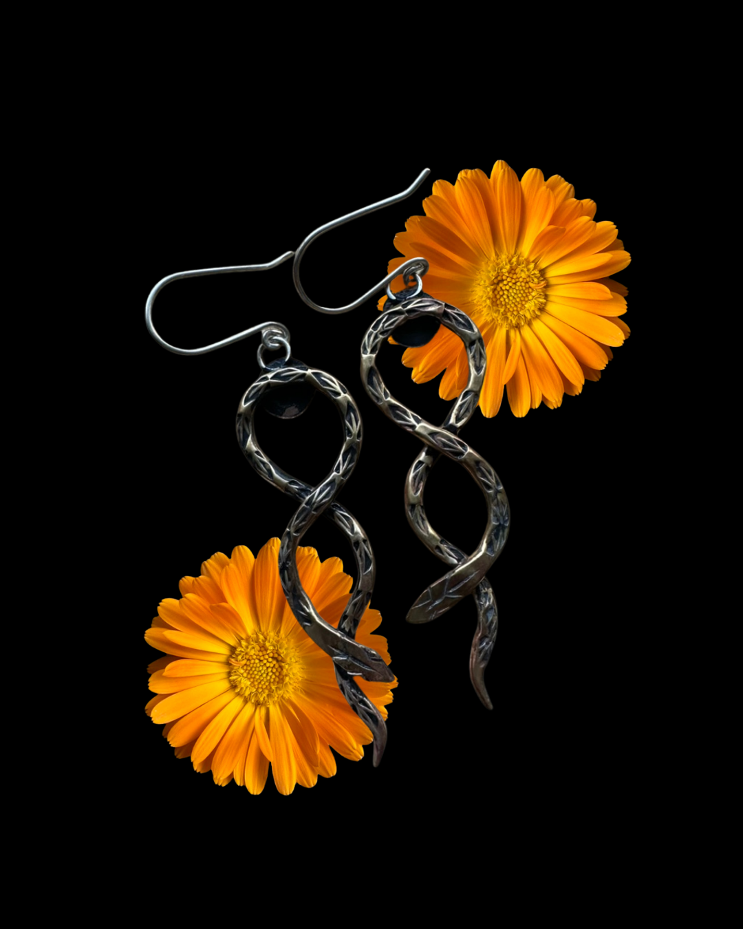 Serpents Slither Earrings in Brass II