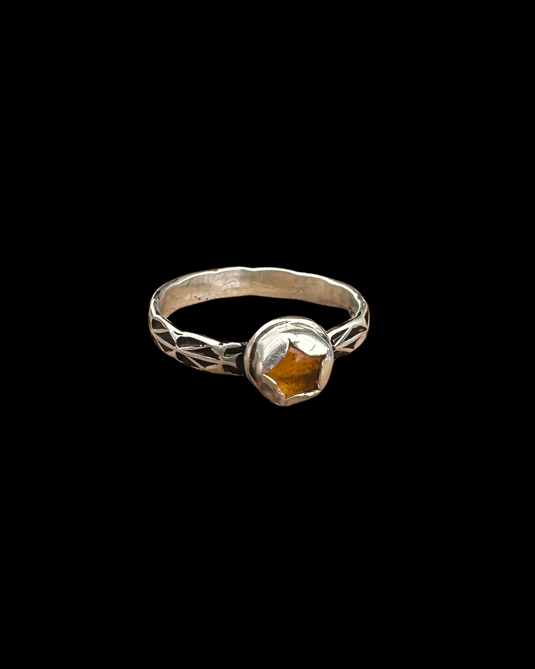 Amber Stamped Ring Size 6