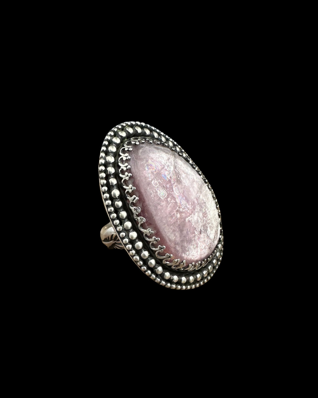 Lepidolite Stamped Ring Size 5
