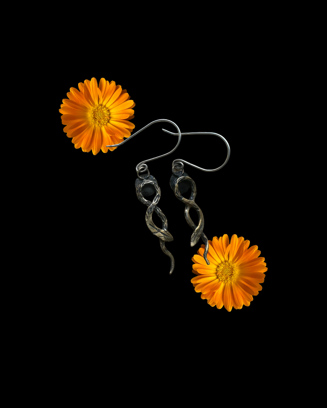 Serpents Slither Earrings in Brass - Tiny