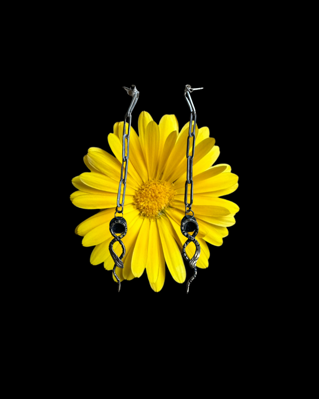 Serpents Slither Earrings in Brass Chain Studs