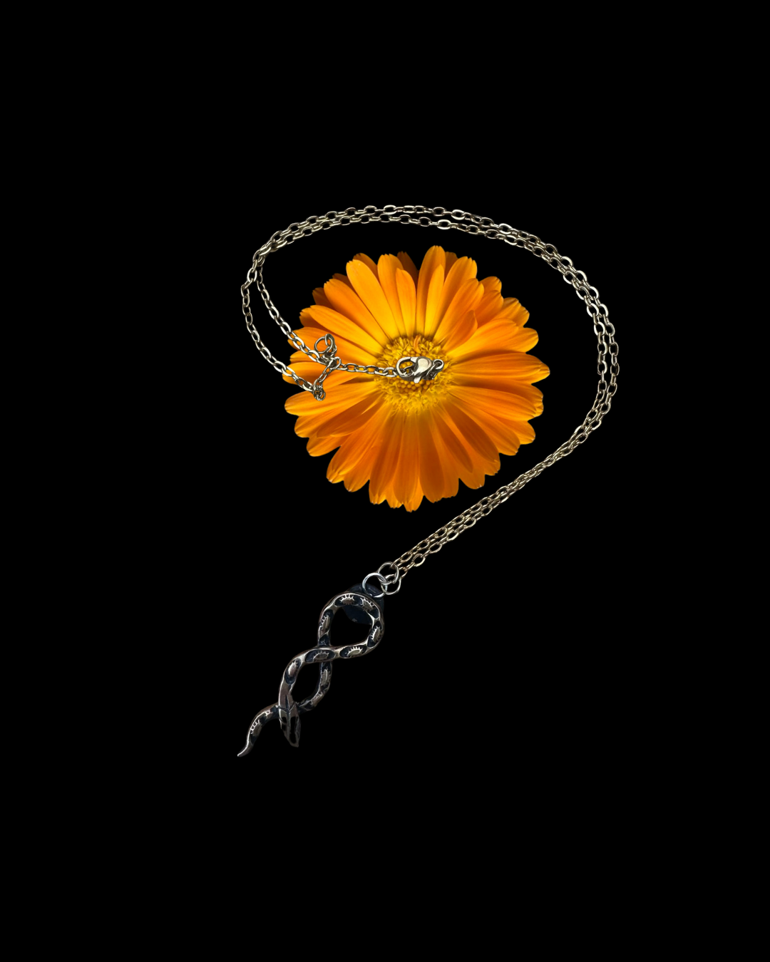 Serpents Slither Medium Brass Necklace