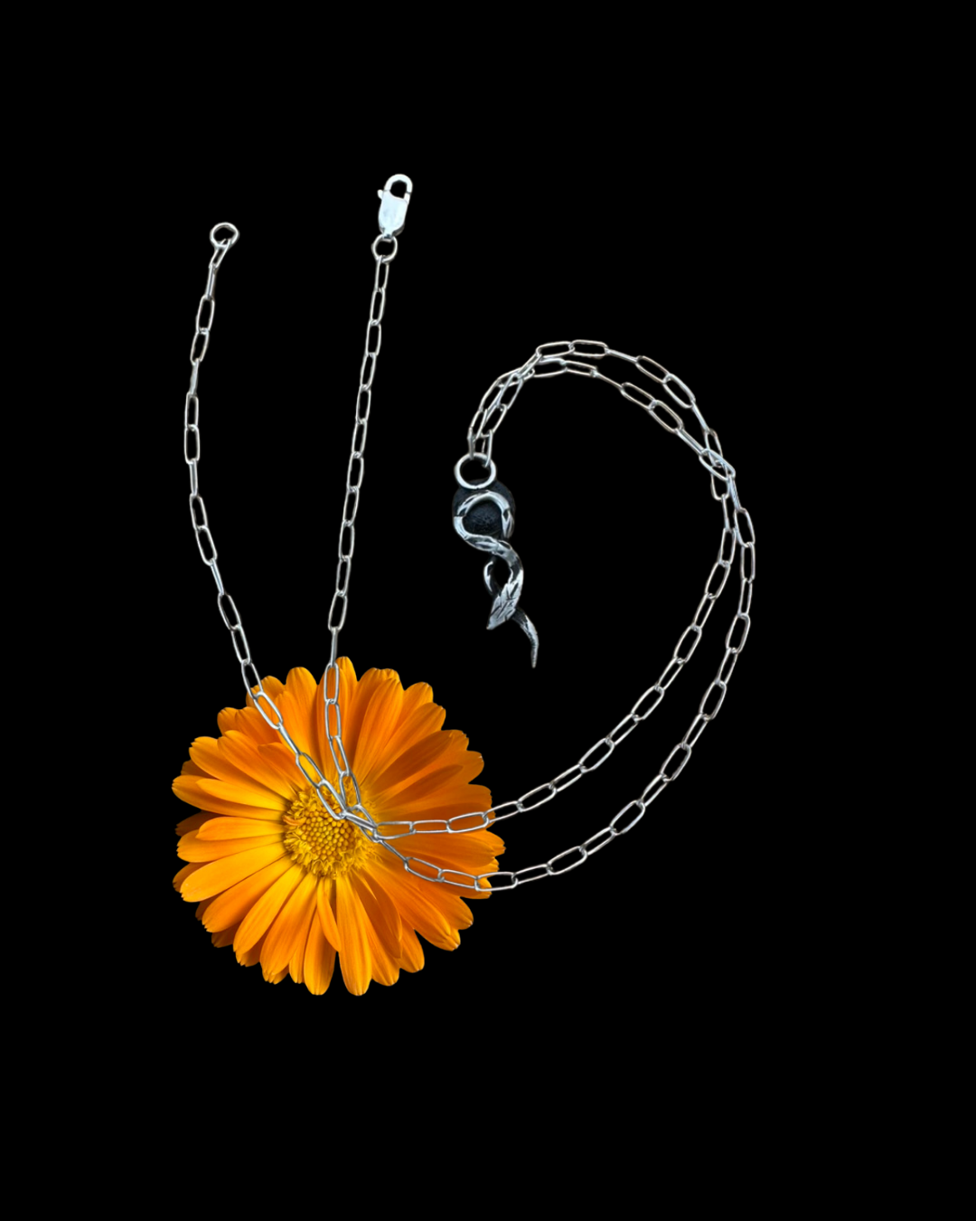 Serpents Slither Tiny Silver Necklace