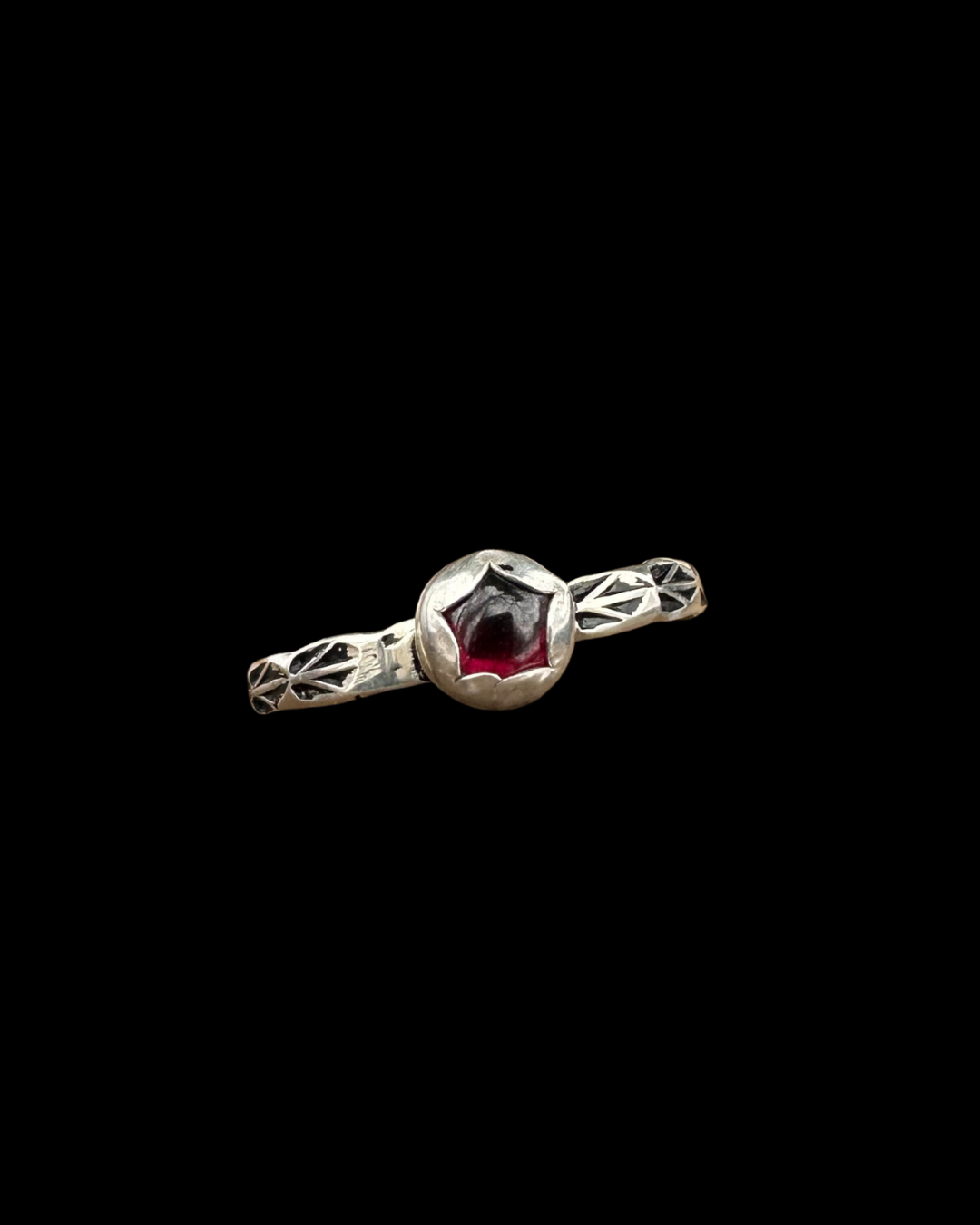 Garnet Stamped Ring Size 13