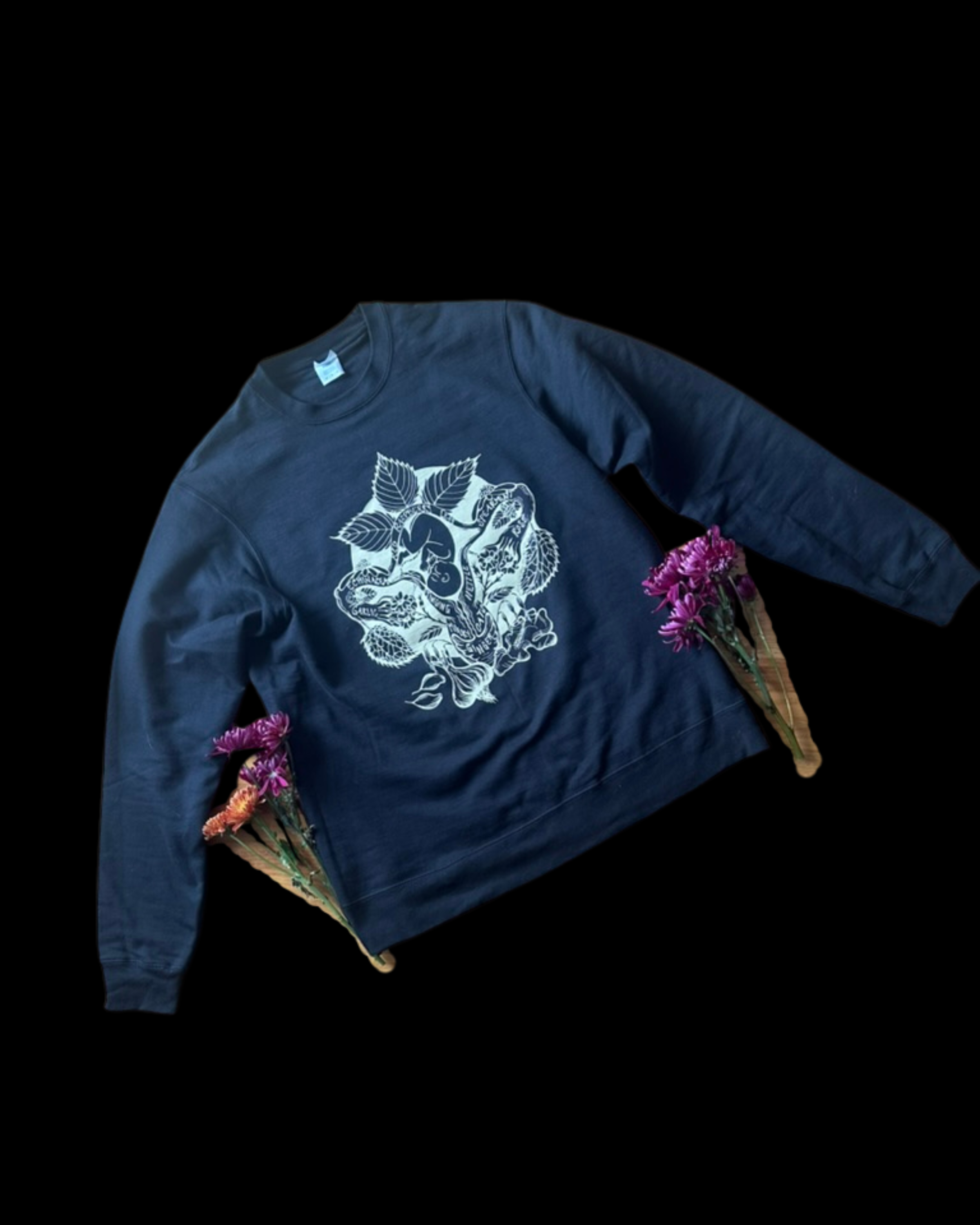 Botanical Safety for Baby + Uterus Crew Neck Sweatshirt (Black)