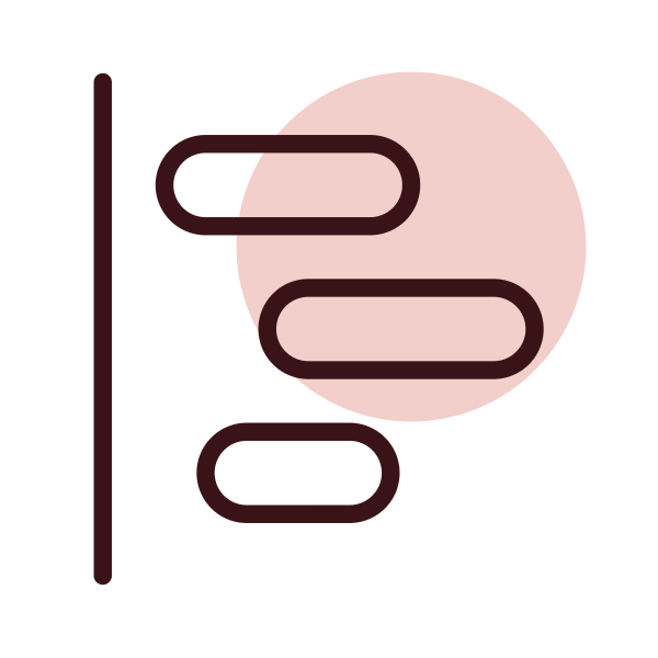 Project management icon: staggered timeline bars