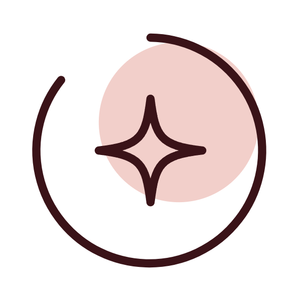 Artist-centered solutions icon: a spark at the center of an open circle