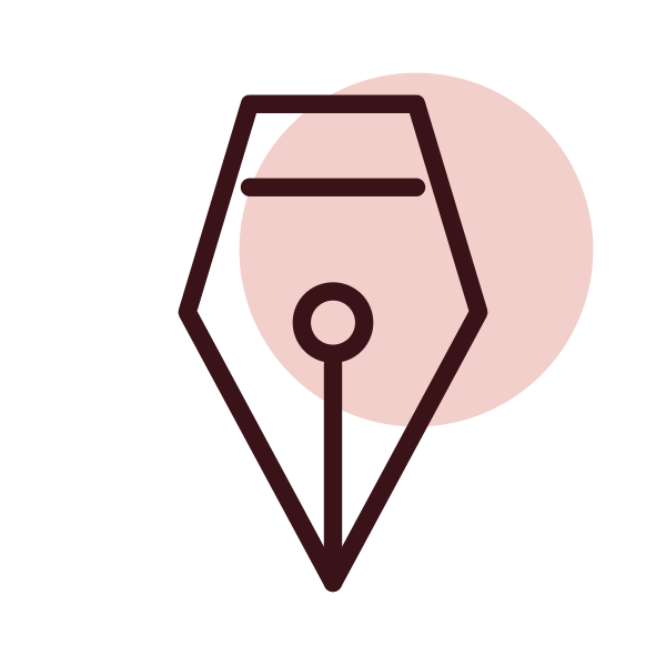 Writing and opportunity support icon: a fountain pen nib