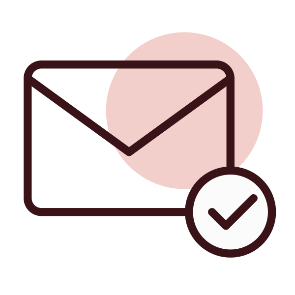 Administrative support icon: an envelope with a checkmark seal