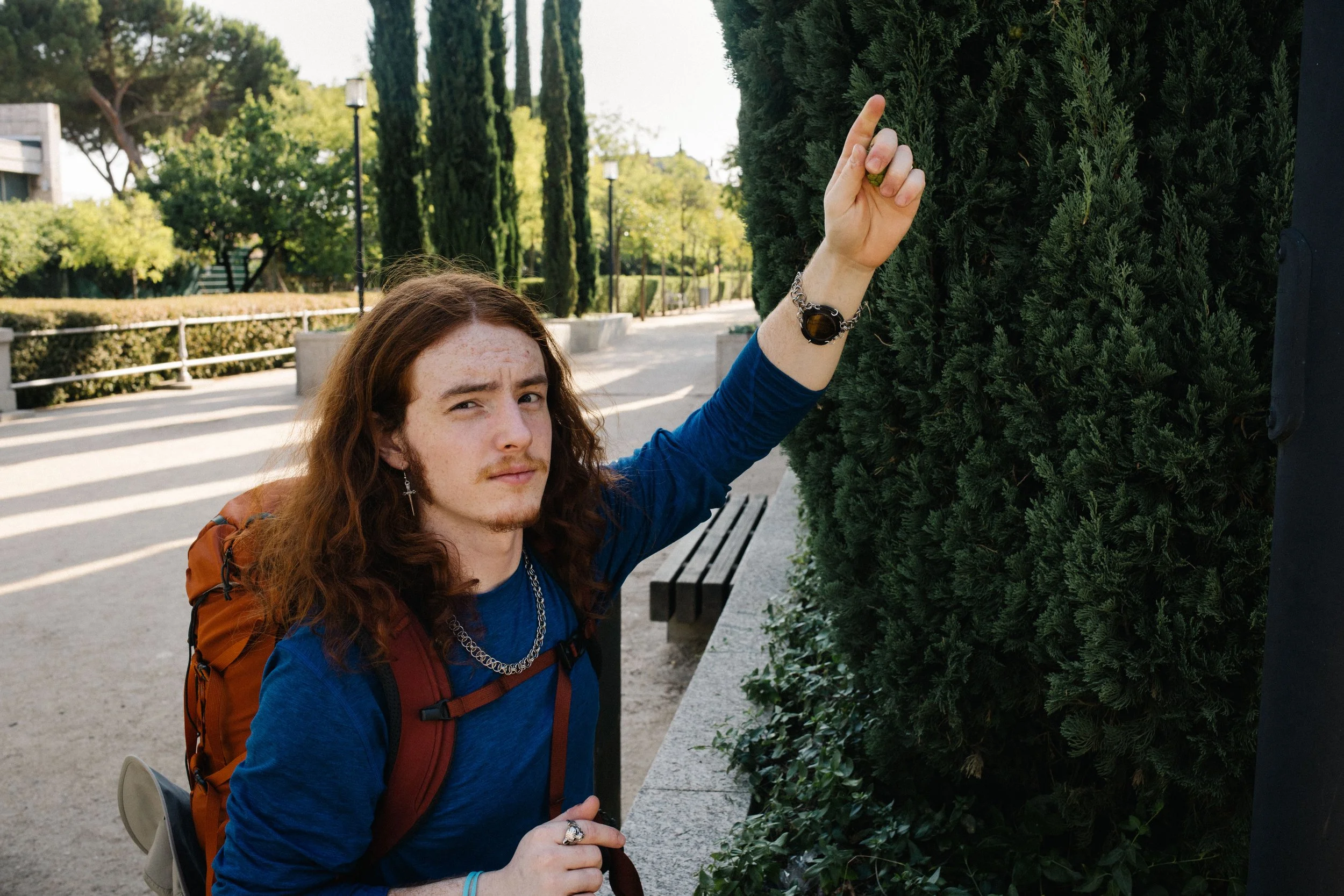  Sean noticing some trees. 